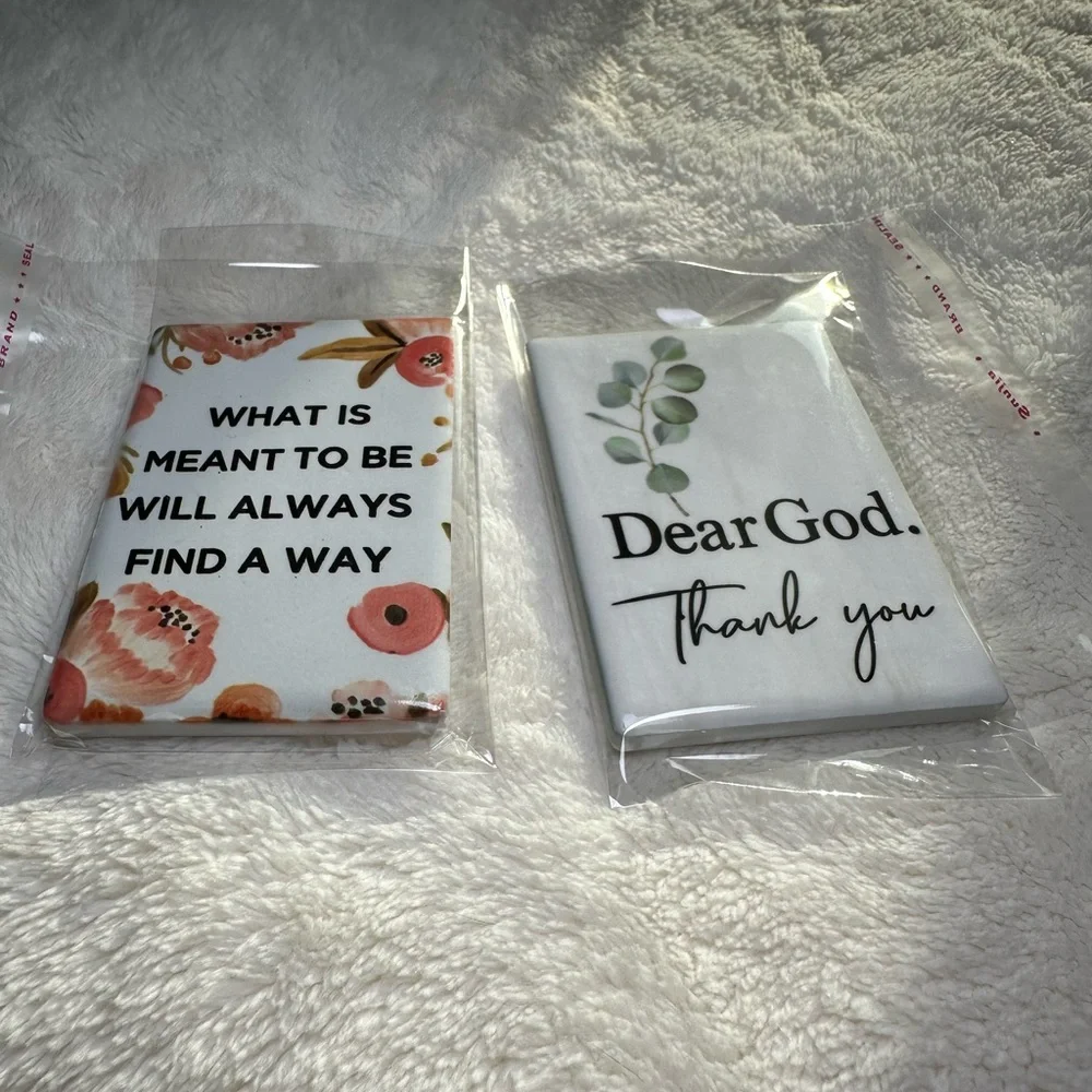 Set of 2 Inspirational Magnets Dear God, Thank You & What is Meant to Be… NWT
